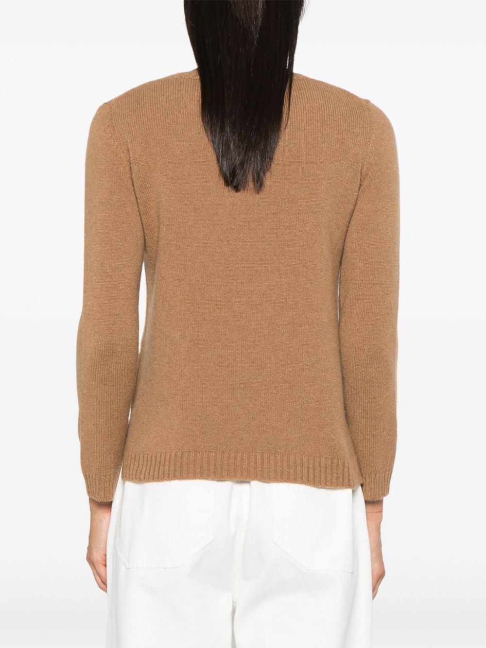 BEYOU Camel Cashmere Ribbed Crew Neck Sweater image 3