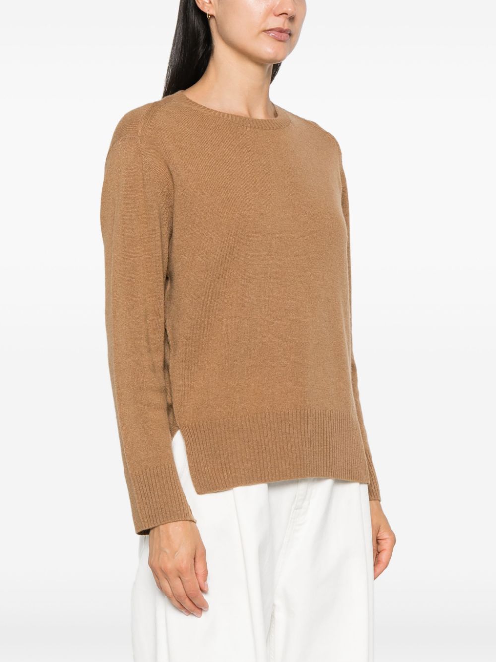 BEYOU Camel Cashmere Sweater with Ribbed Trim image 1