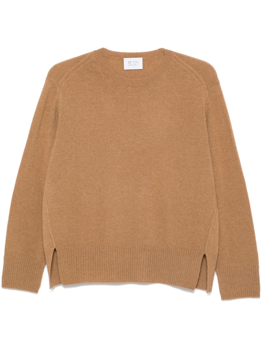 BEYOU Camel Cashmere Sweater with Ribbed Trim image 0