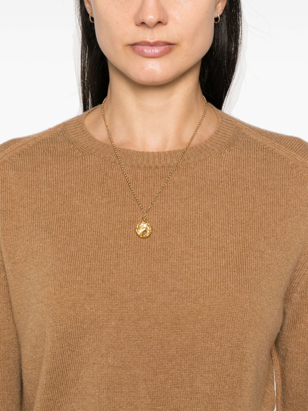 BEYOU Camel Cashmere Sweater with Ribbed Trim image 4