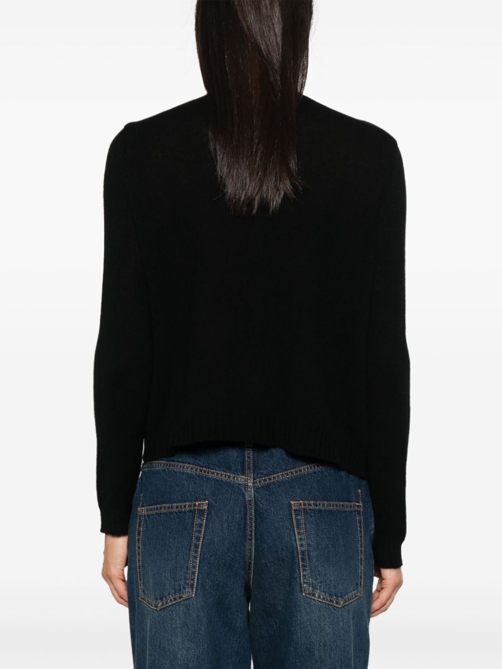 BEYOU Black Cashmere V-Neck Sweater image 1