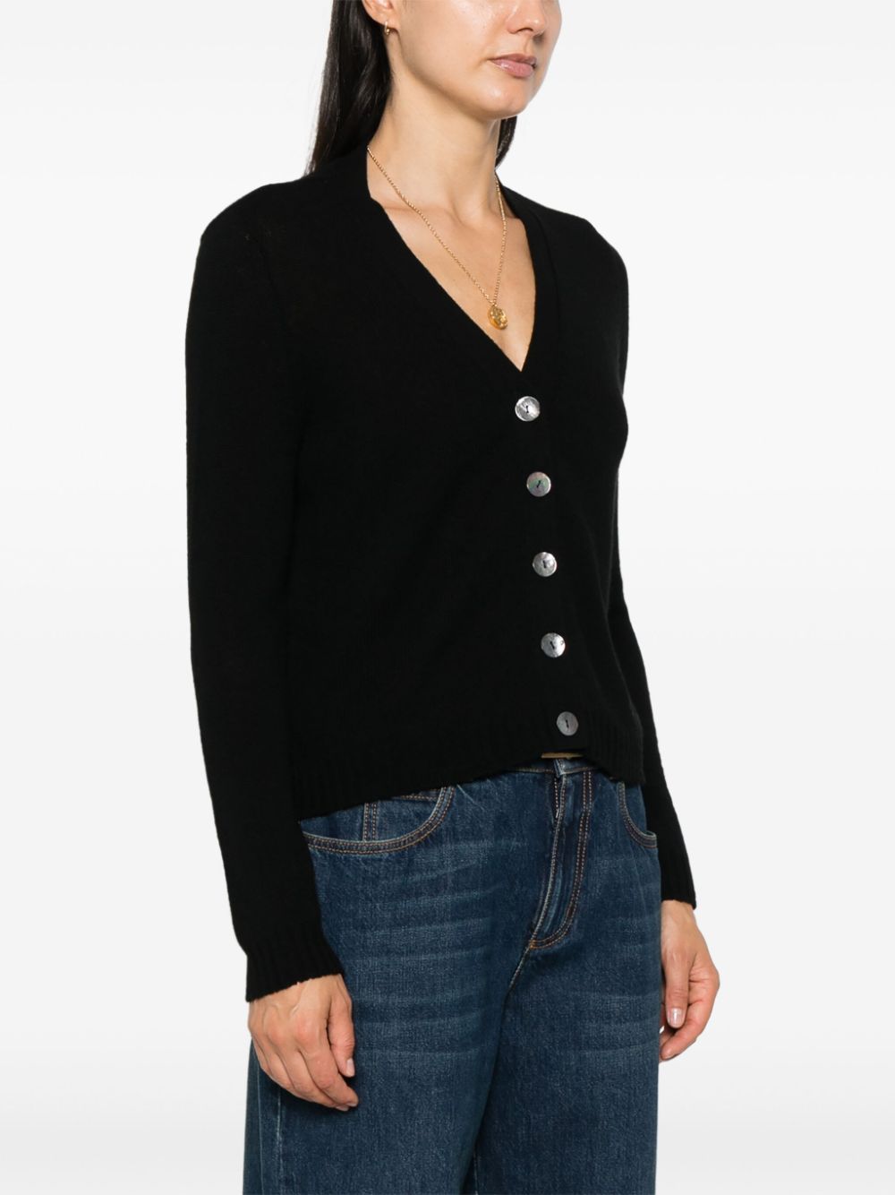 BEYOU Black Cashmere V-Neck Sweater image 3