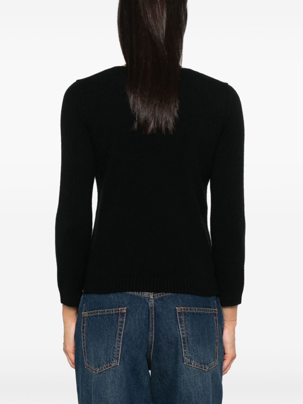 BEYOU Black Cashmere Crew Neck Sweater image 2