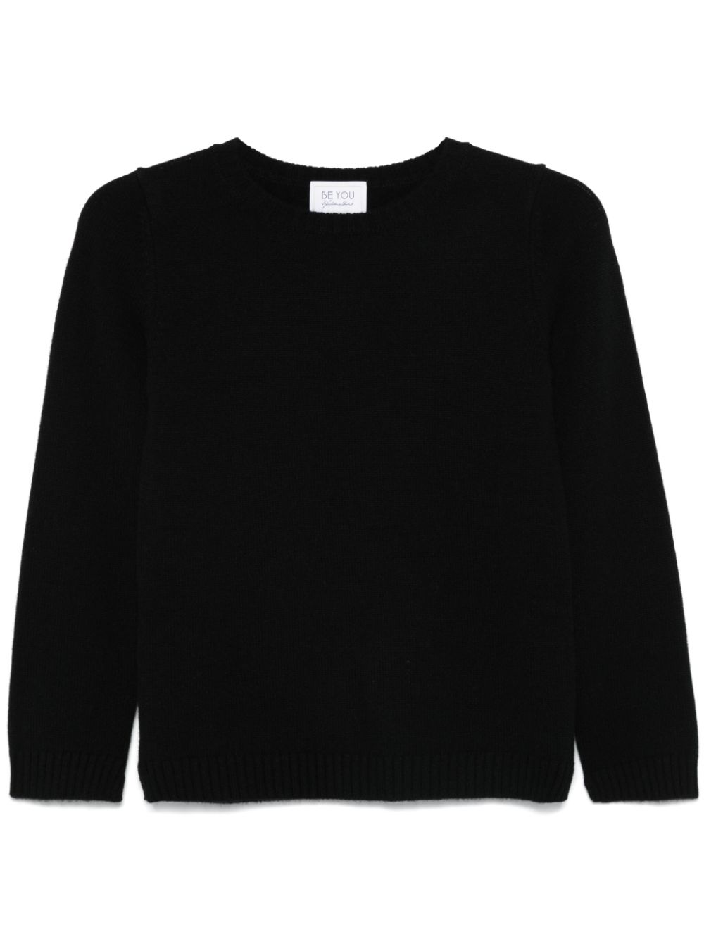 BEYOU Black Cashmere Crew Neck Sweater image 0