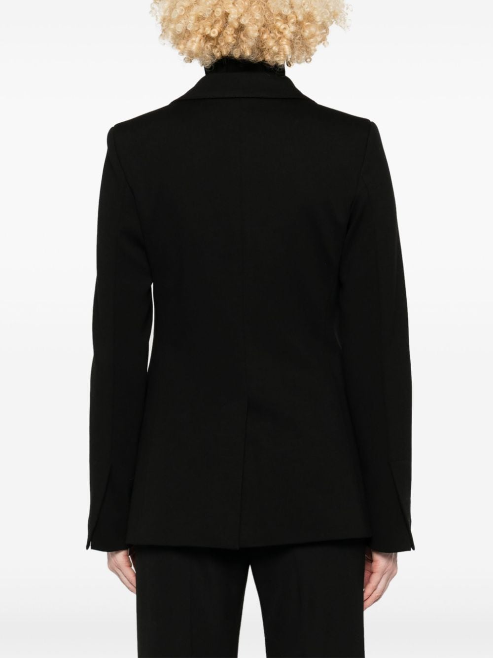 Black Semicouture Peak Lapel Blazer with Shoulder Pads image 2