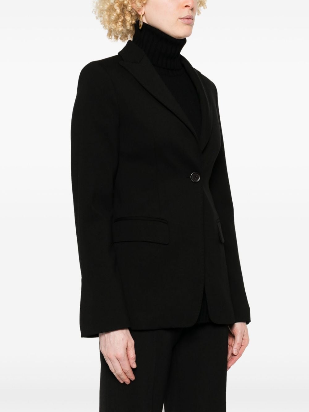 Black Semicouture Peak Lapel Blazer with Shoulder Pads image 3