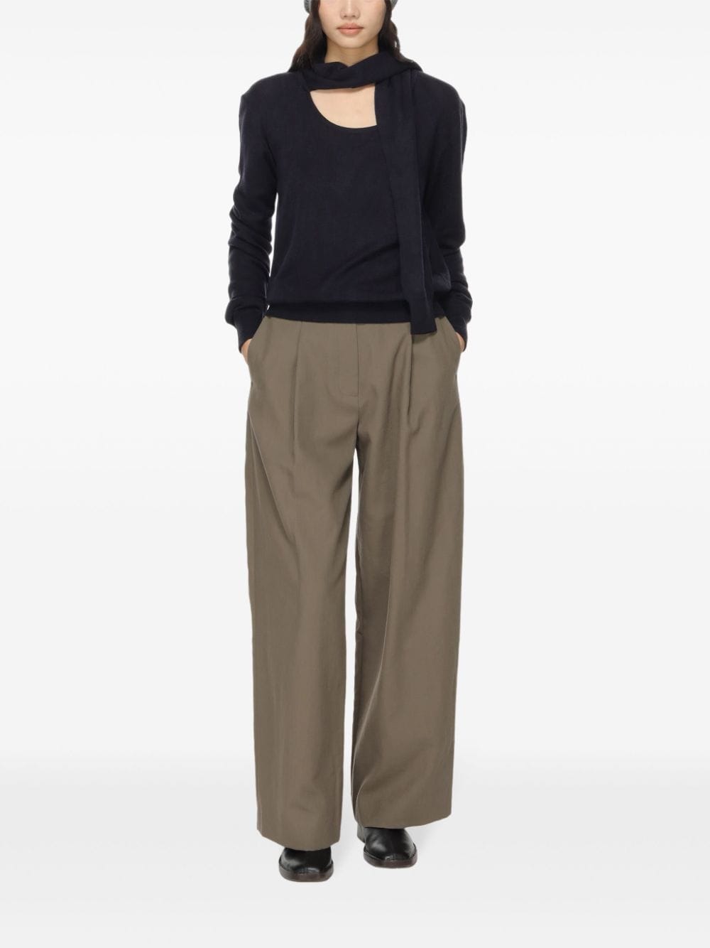 STUDIO NICHOLSON Brown Cotton Blend Tapered Trousers image 1