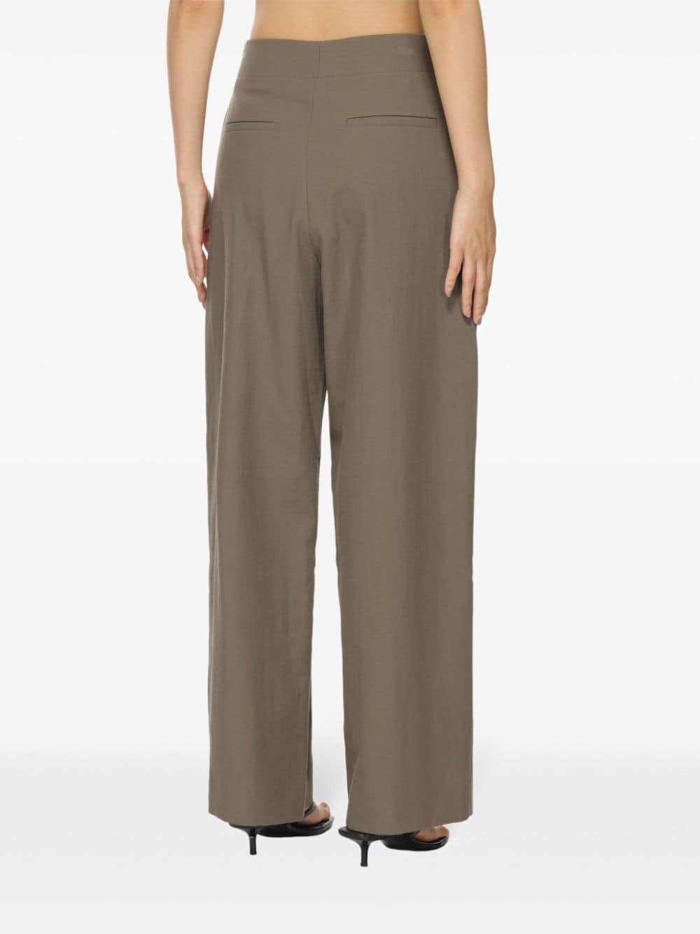 STUDIO NICHOLSON Brown Cotton Blend Tapered Trousers image 2