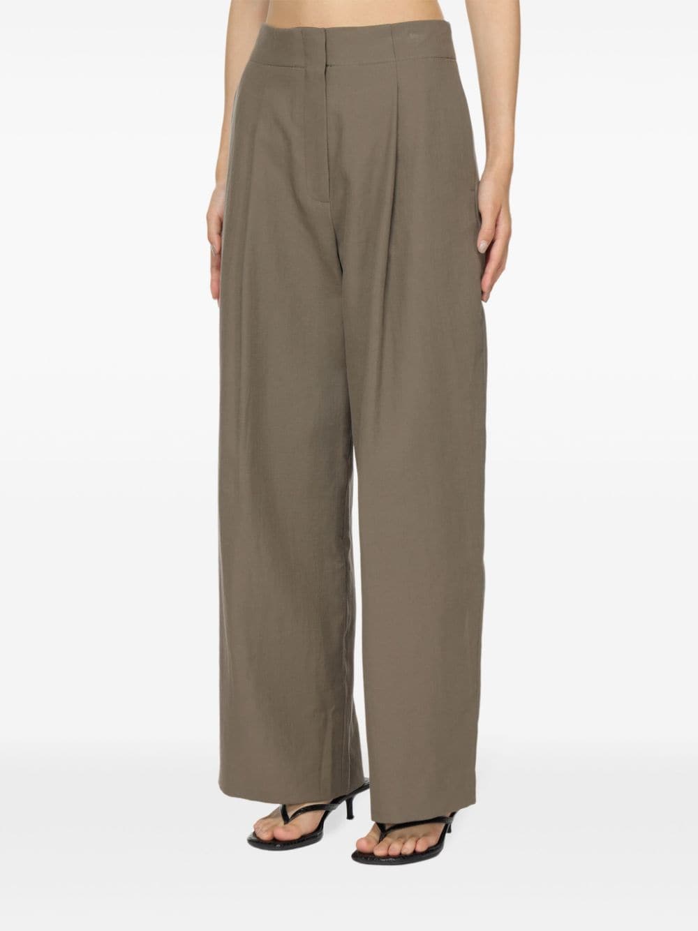 STUDIO NICHOLSON Brown Cotton Blend Tapered Trousers image 4