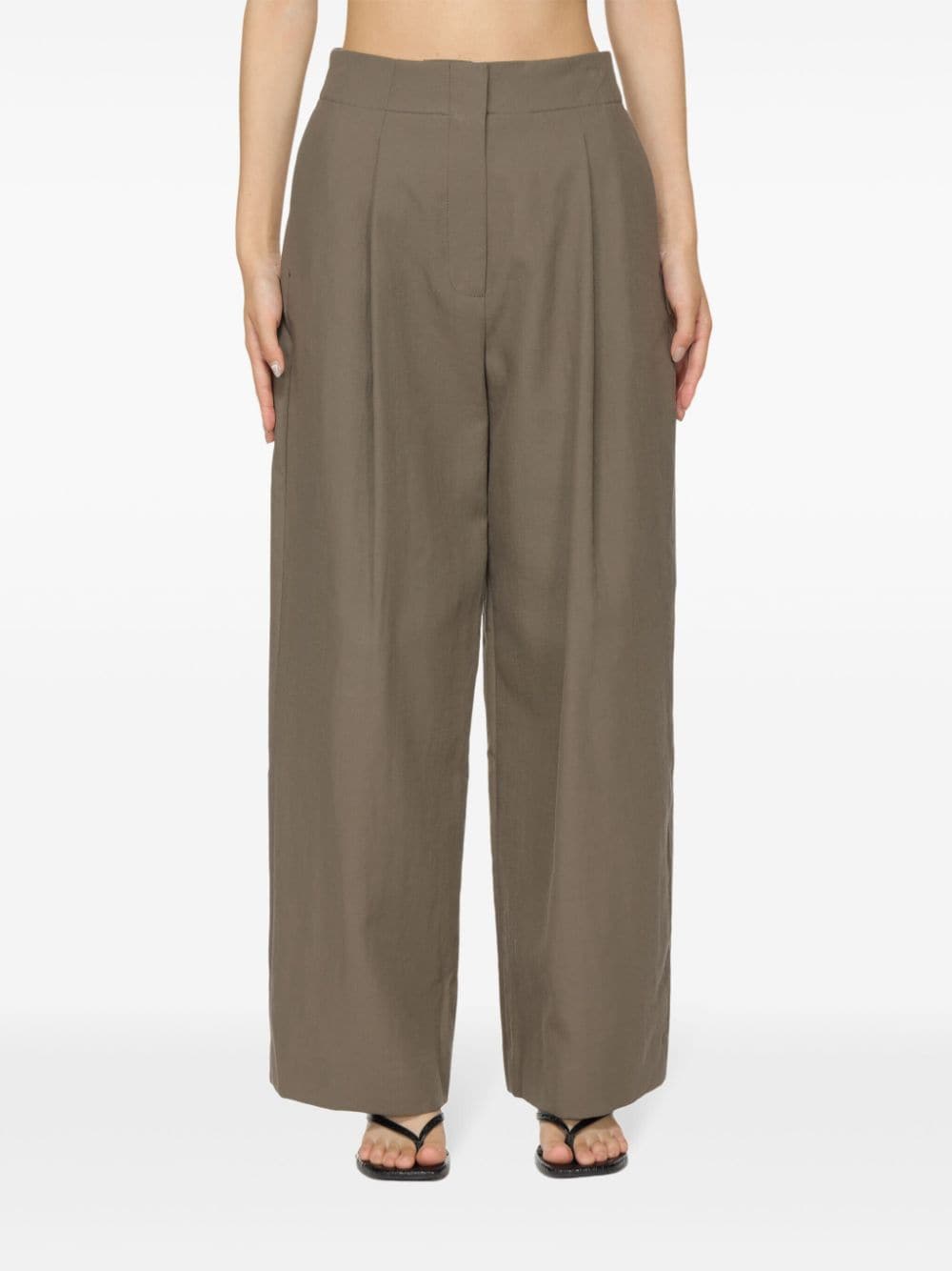 STUDIO NICHOLSON Brown Cotton Blend Tapered Trousers image 5