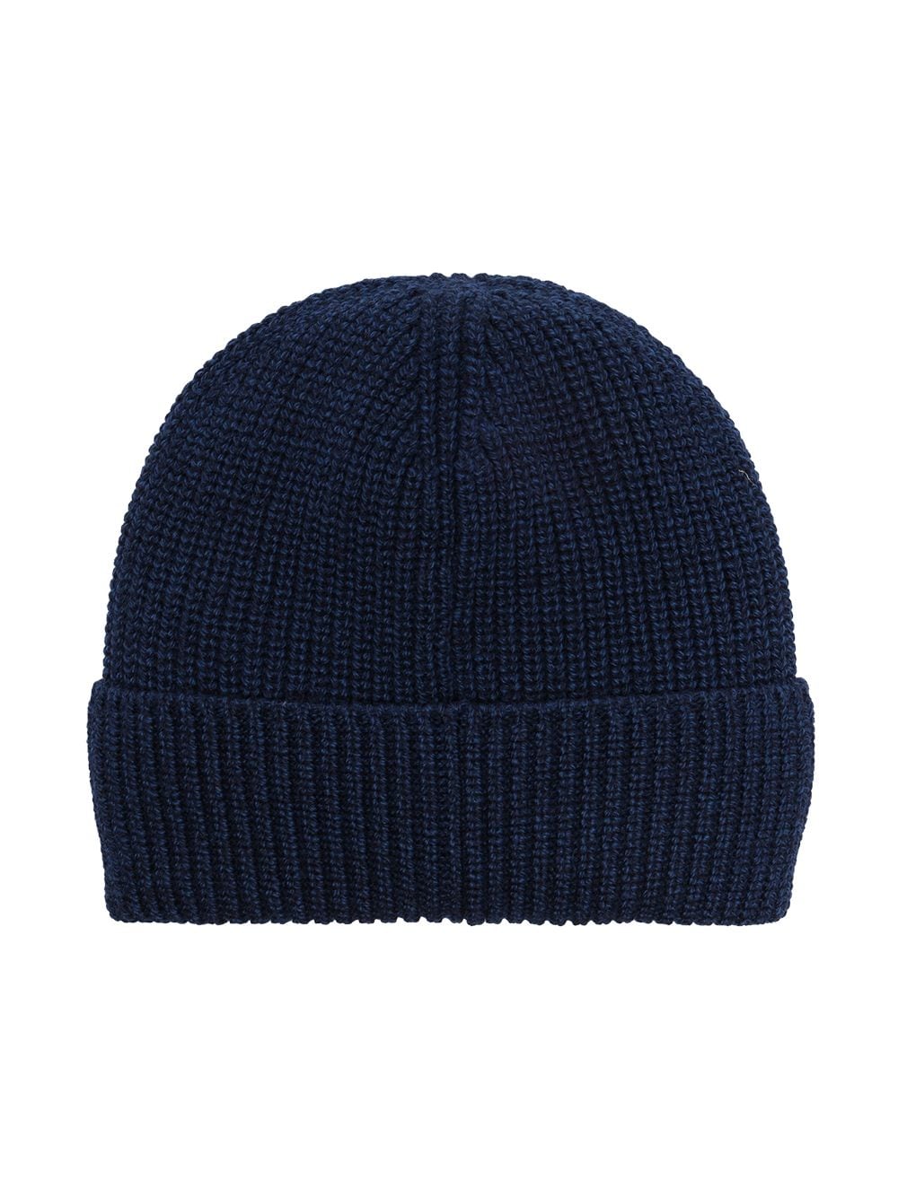 Canada Goose Ribbed Knit Wool Hat with Logo Patch - Blue image 1