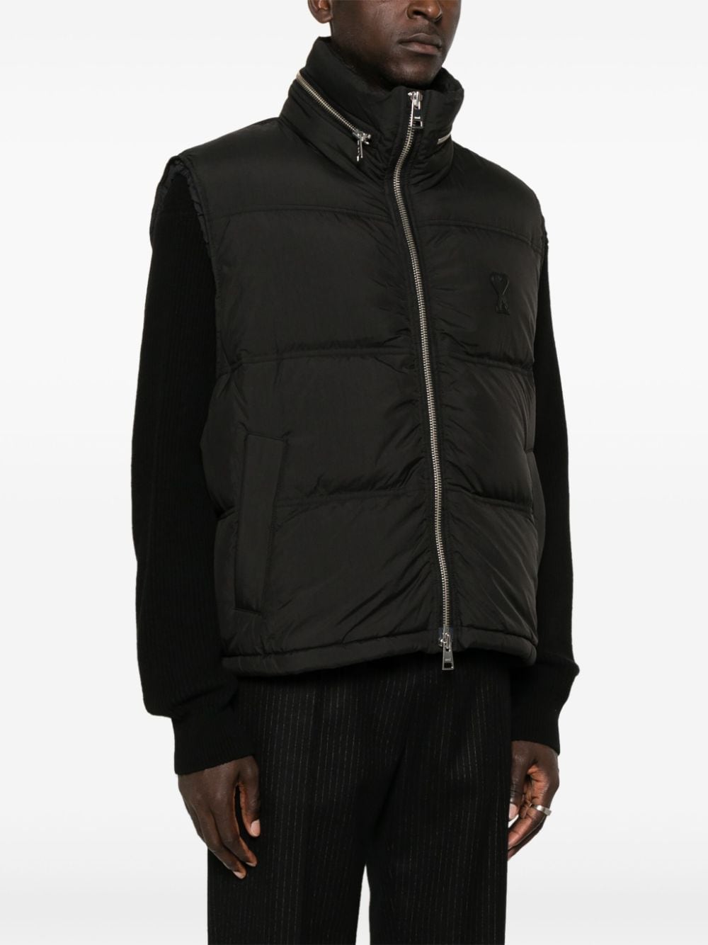 Ami Paris Black Down-Filled Quilted Jacket image 2