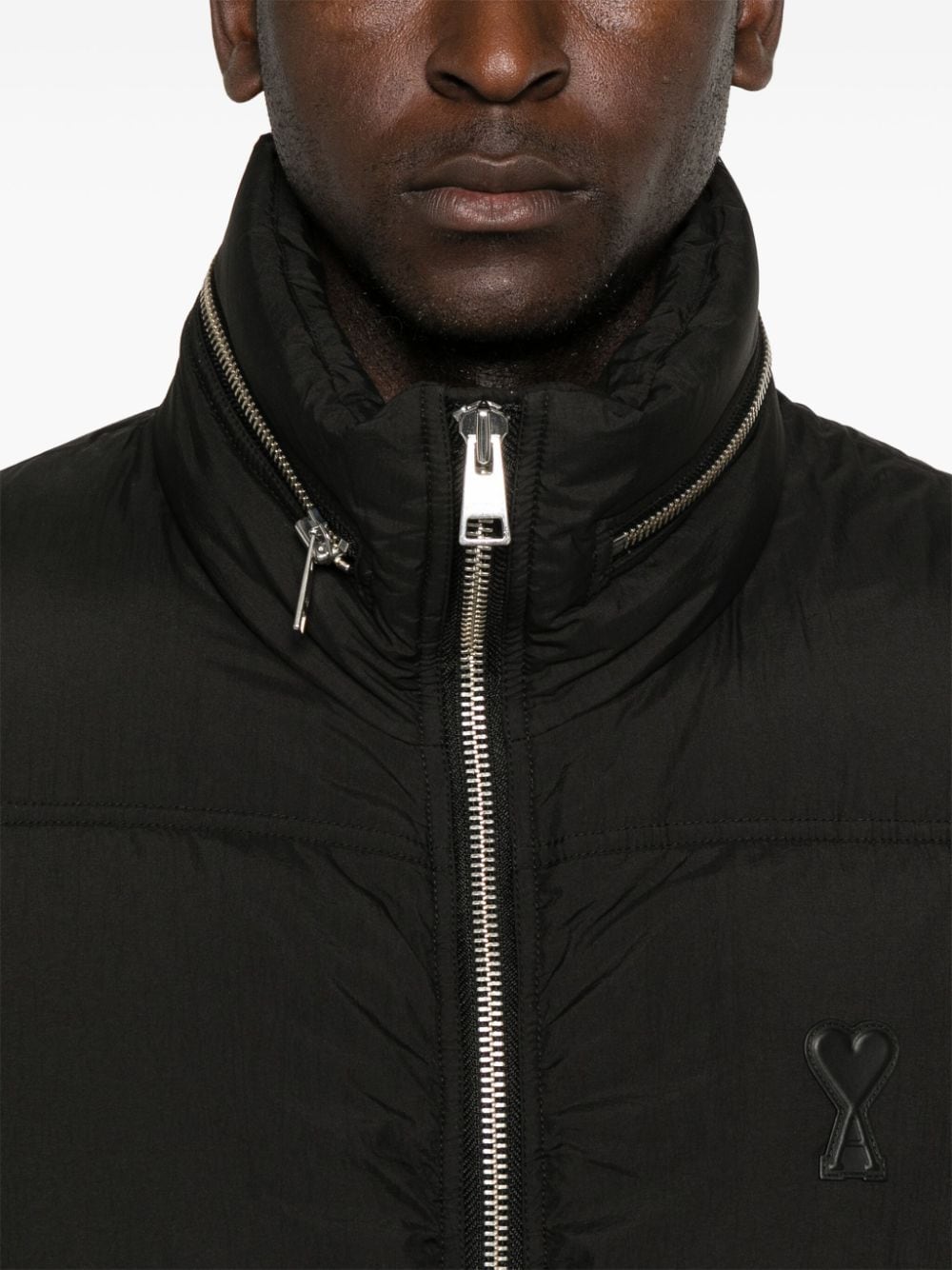 Ami Paris Black Down-Filled Quilted Jacket image 4