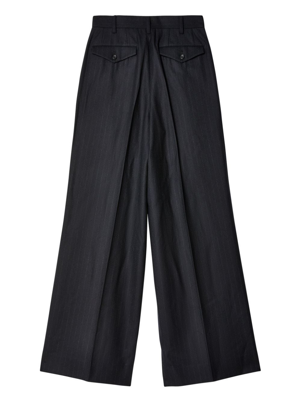 Junya Watanabe Black Wool Pinstripe Wide Leg Trousers image 1