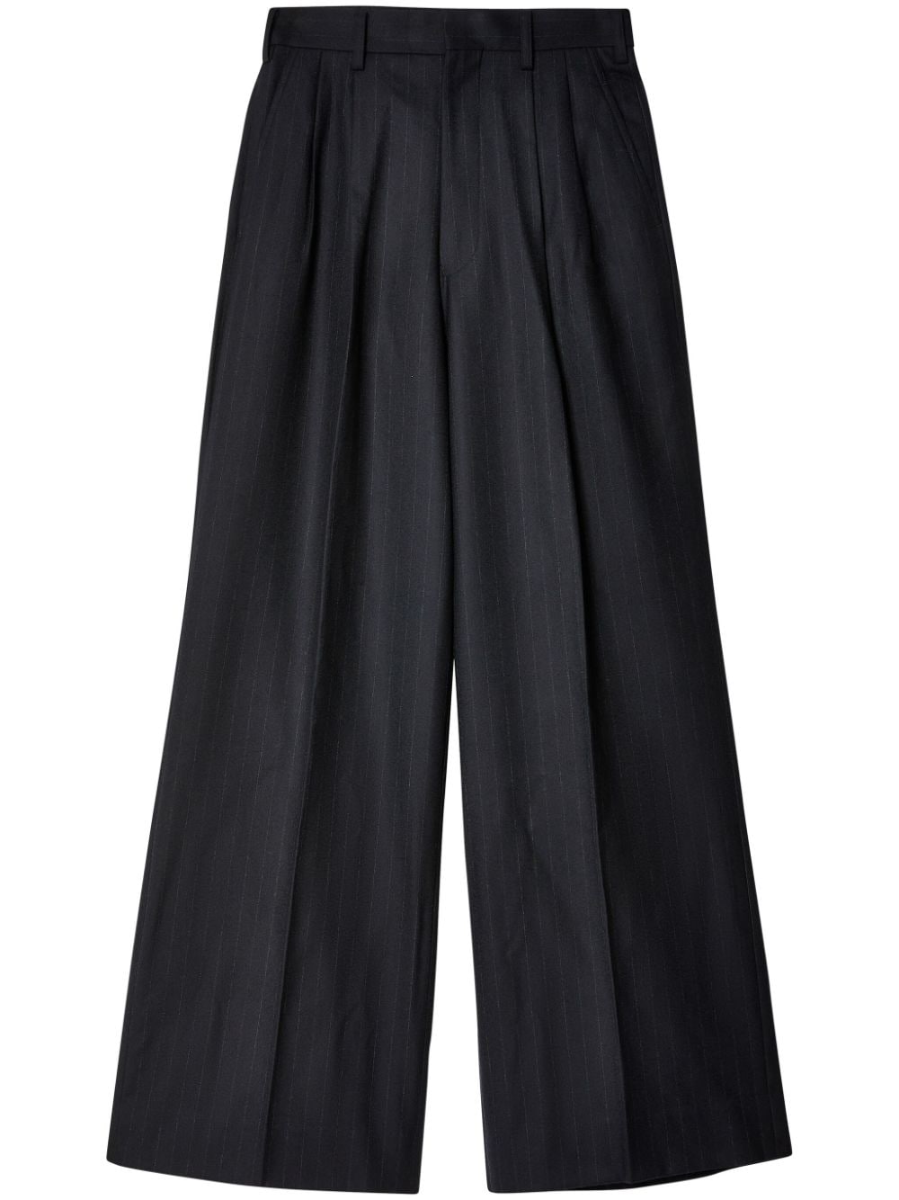 Junya Watanabe Black Wool Pinstripe Wide Leg Trousers image 0