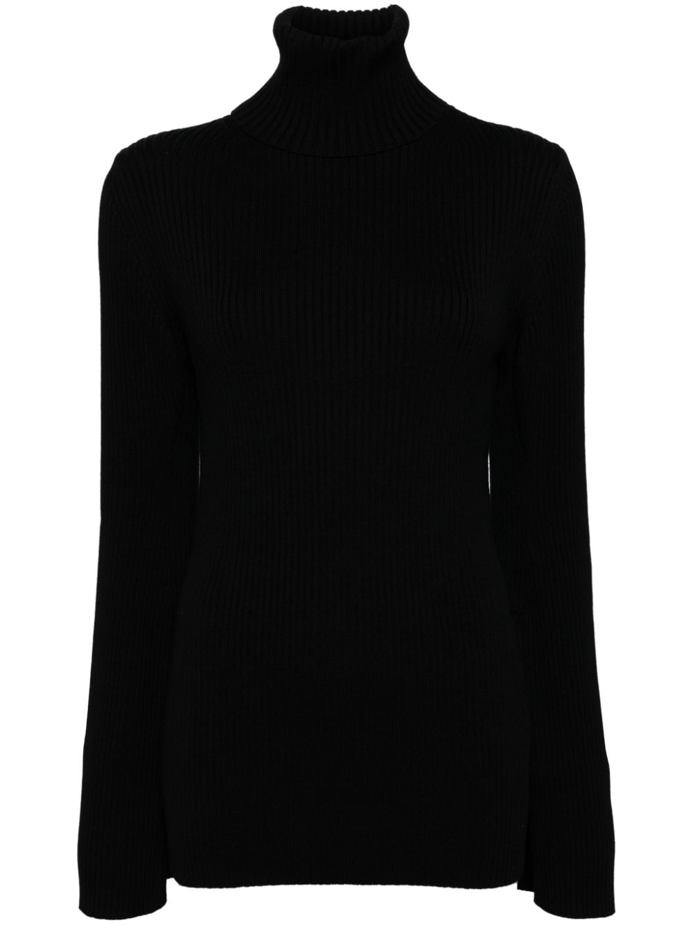 Junya Watanabe Black Ribbed Wool Blend Roll Neck Sweater image 0