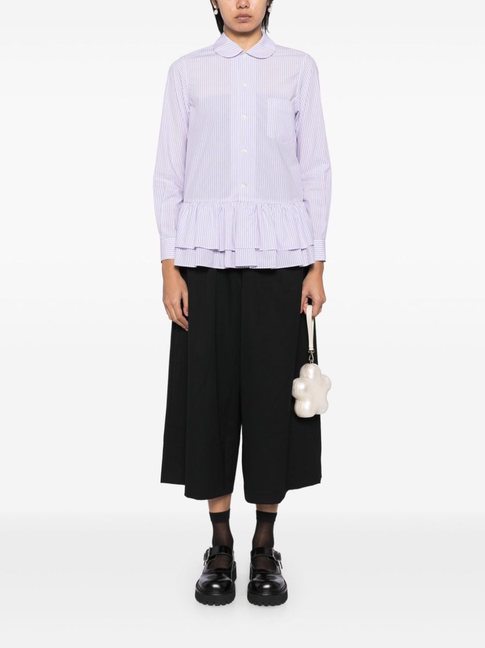 Comme Comme Black Wool Trousers with Cropped Leg image 4