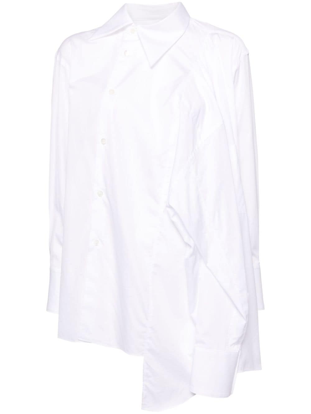 Comme des Garçons White Poplin Shirt with Asymmetric Design image 0