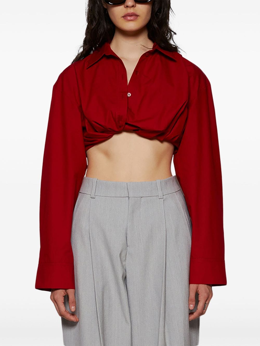 Jacquemus Red Cotton Poplin Shirt with Twist Detailing image 1