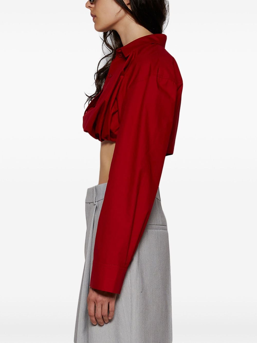 Jacquemus Red Cotton Poplin Shirt with Twist Detailing image 2