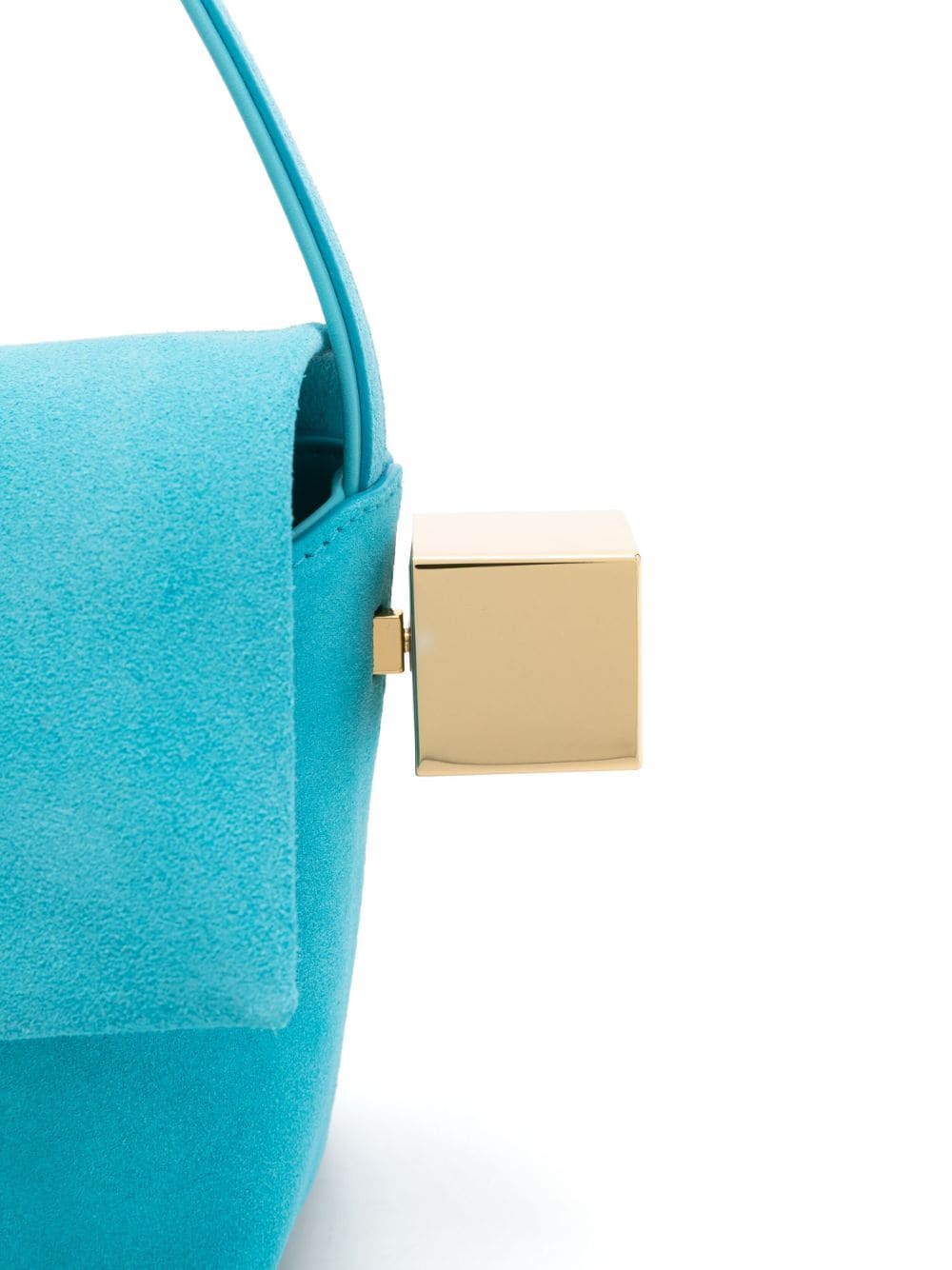 JACQUEMUS Le Chiquito Calf Suede Foldover Top Handle Bag - Clear Blue image 4