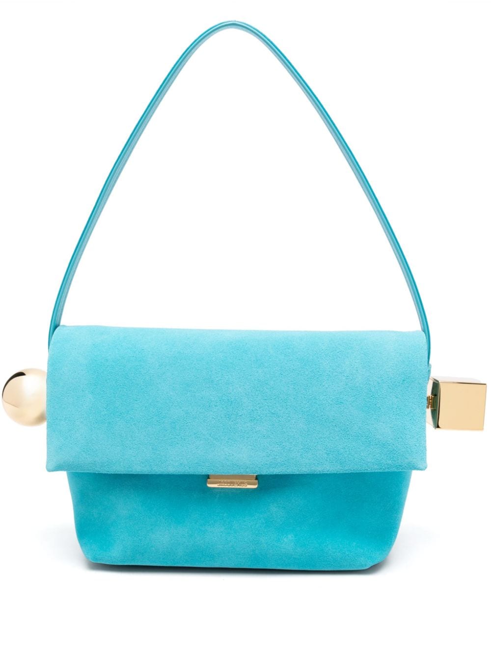 JACQUEMUS Le Chiquito Calf Suede Foldover Top Handle Bag - Clear Blue image 0