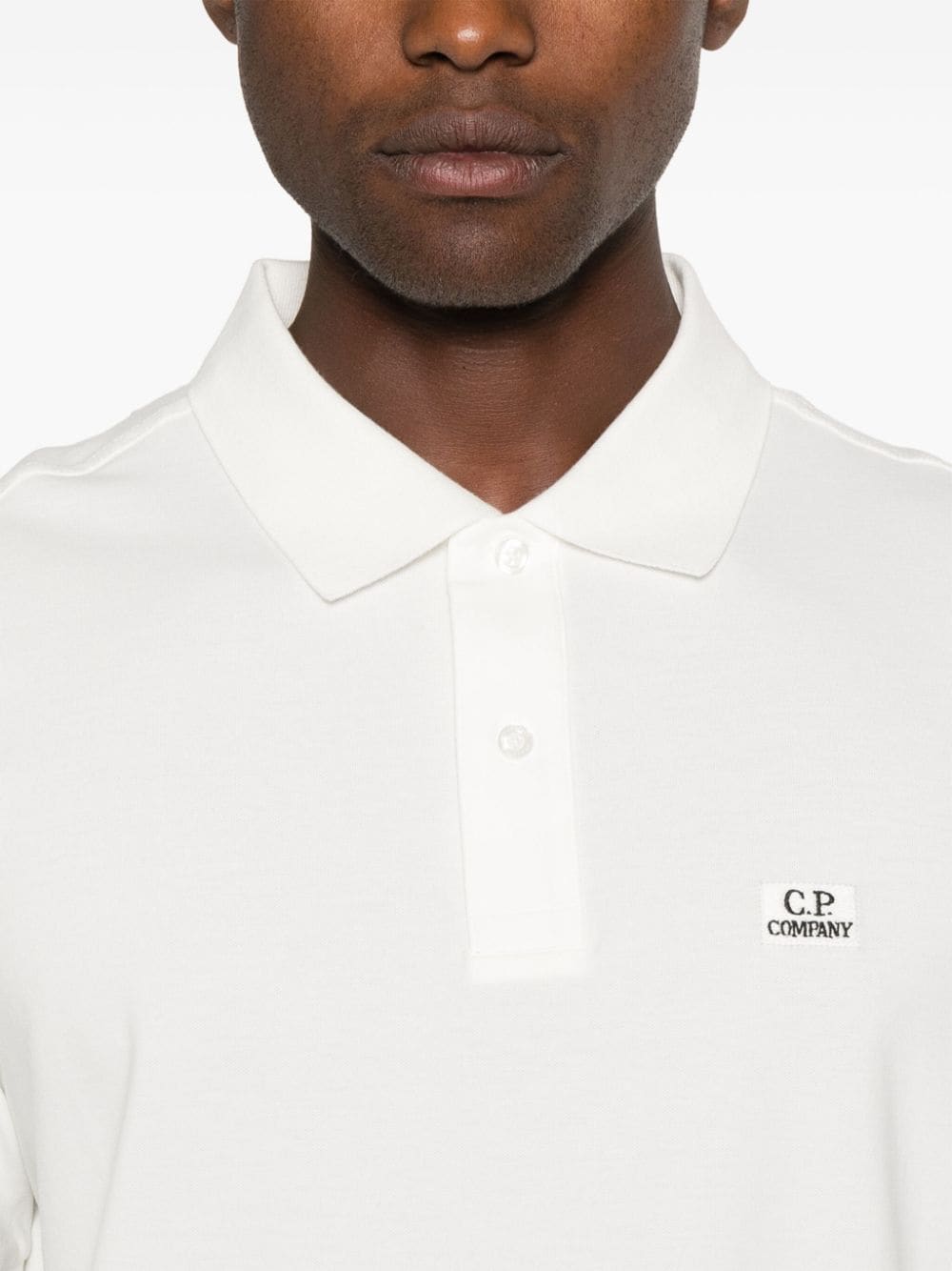 C.P. Company Logo Cotton Polo Shirt - White image 1