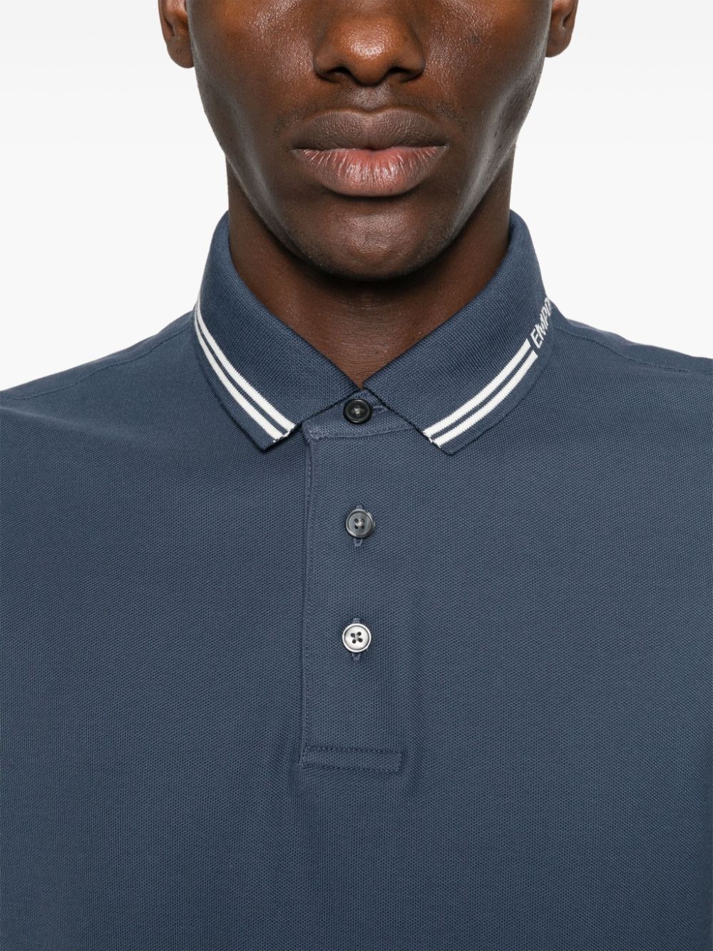 Emporio Armani Men's Logo-Embroidered Cotton Piqué Polo Shirt - Clear Blue image 2