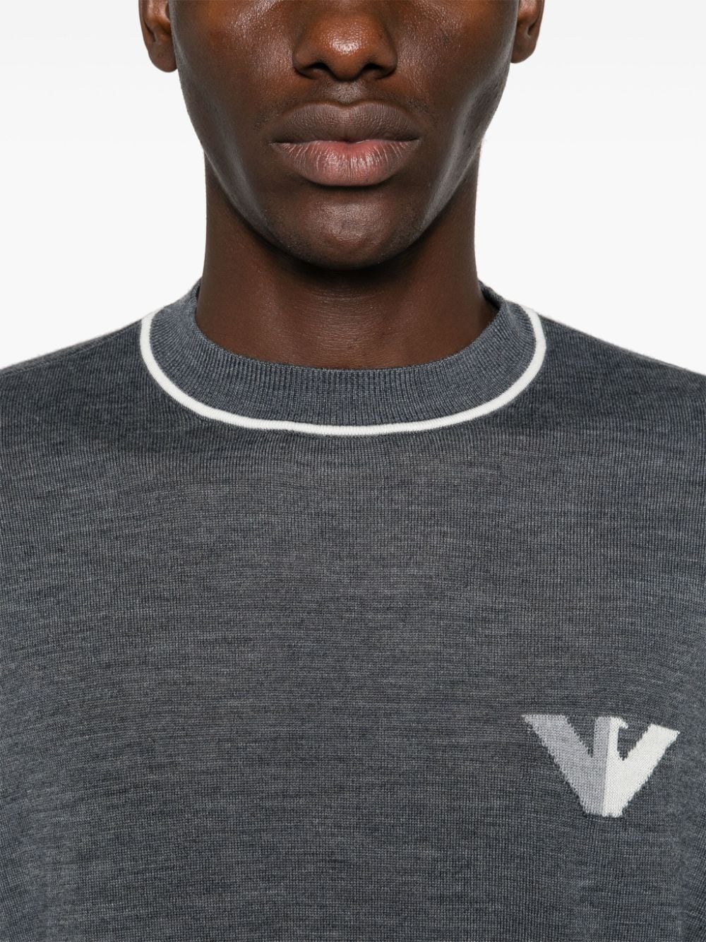 Emporio Armani Grey Virgin Wool Crew Neck Sweater image 1