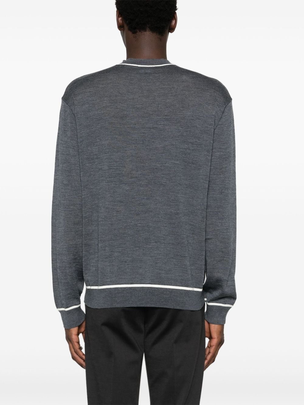 Emporio Armani Grey Virgin Wool Crew Neck Sweater image 2