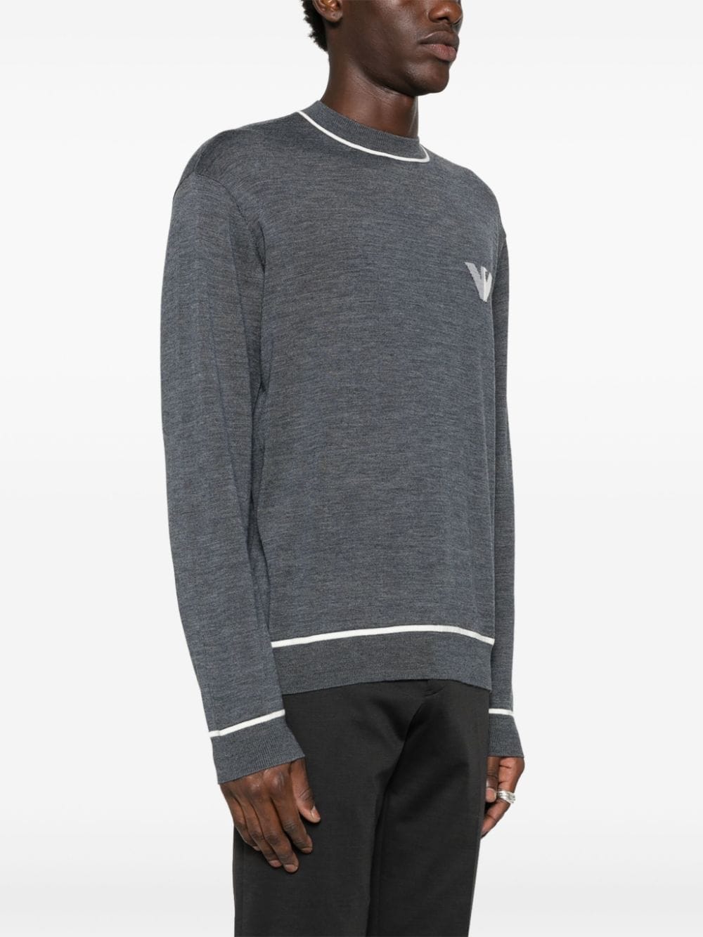 Emporio Armani Grey Virgin Wool Crew Neck Sweater image 3