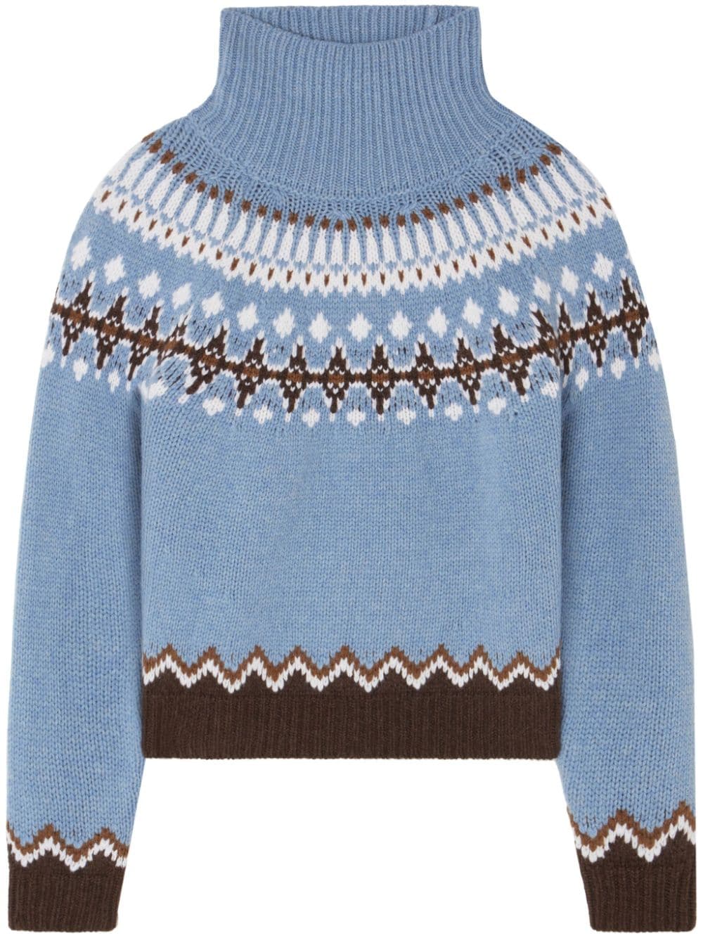 Alanui Intarsia Knit Roll Neck Sweater - Clear Blue image 0