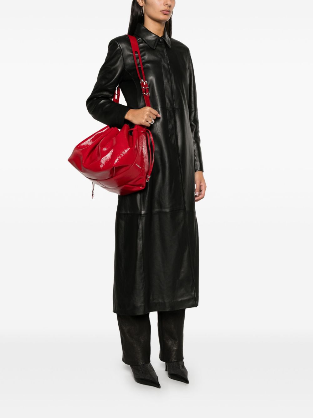 Givenchy Red Calfskin Drawstring Shoulder Bag image 2