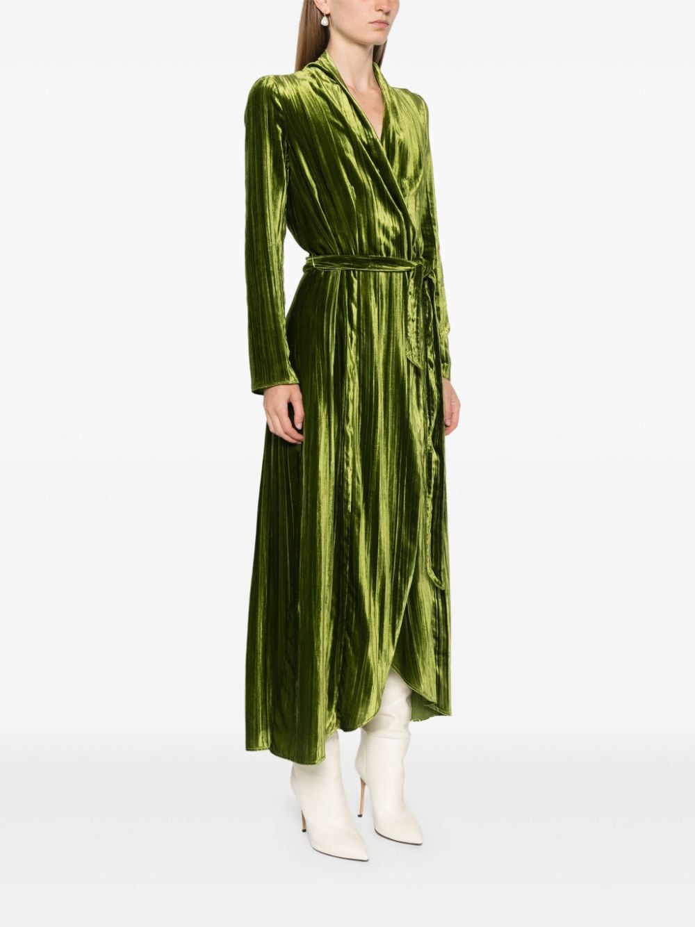 Forte_Forte Green Velvet Wrap Dress image 3