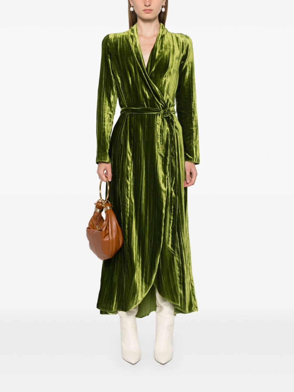 Forte_Forte Green Velvet Wrap Dress image 4