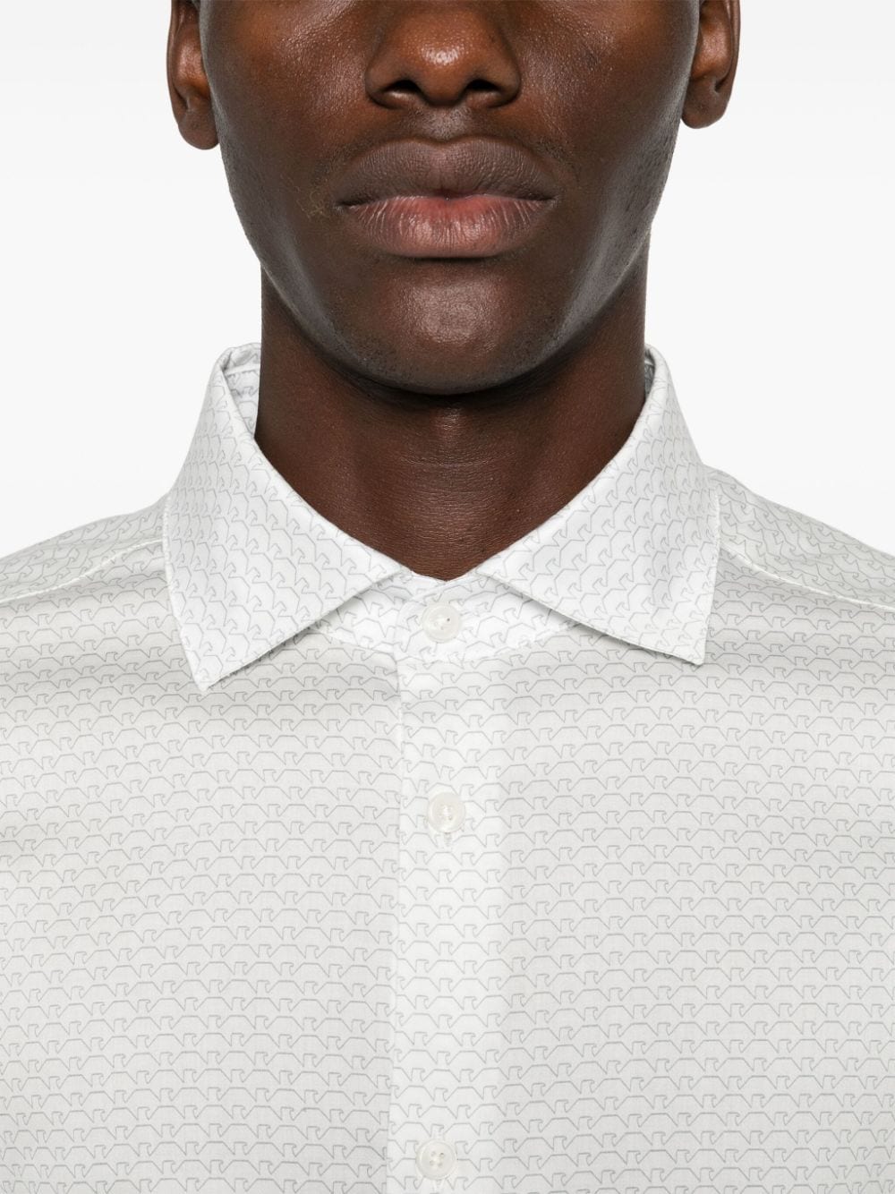 Emporio Armani White Cotton Blend Logo Print Shirt image 4