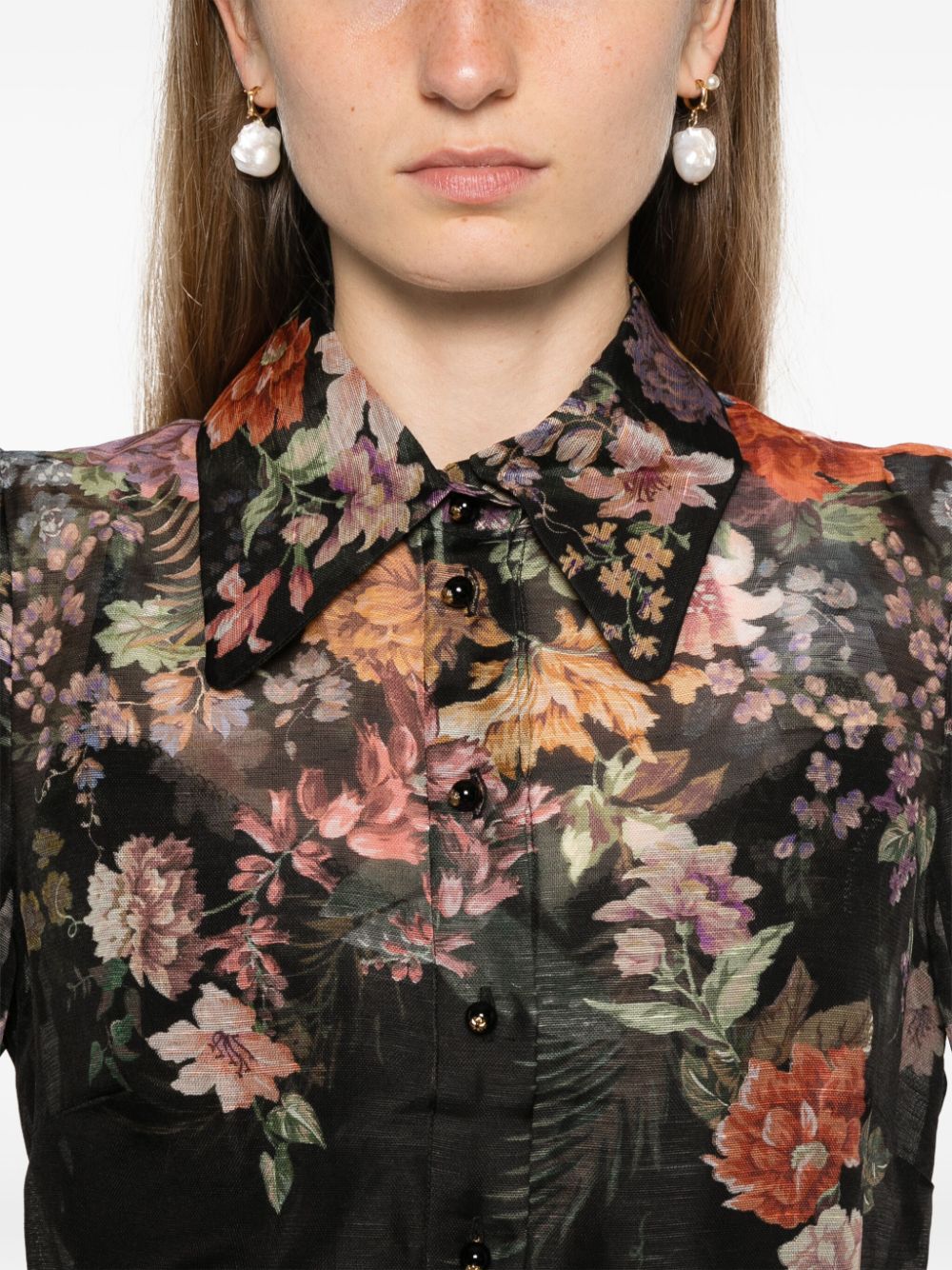 Zimmermann Black Linen-Silk Blend Organza Shirt image 1