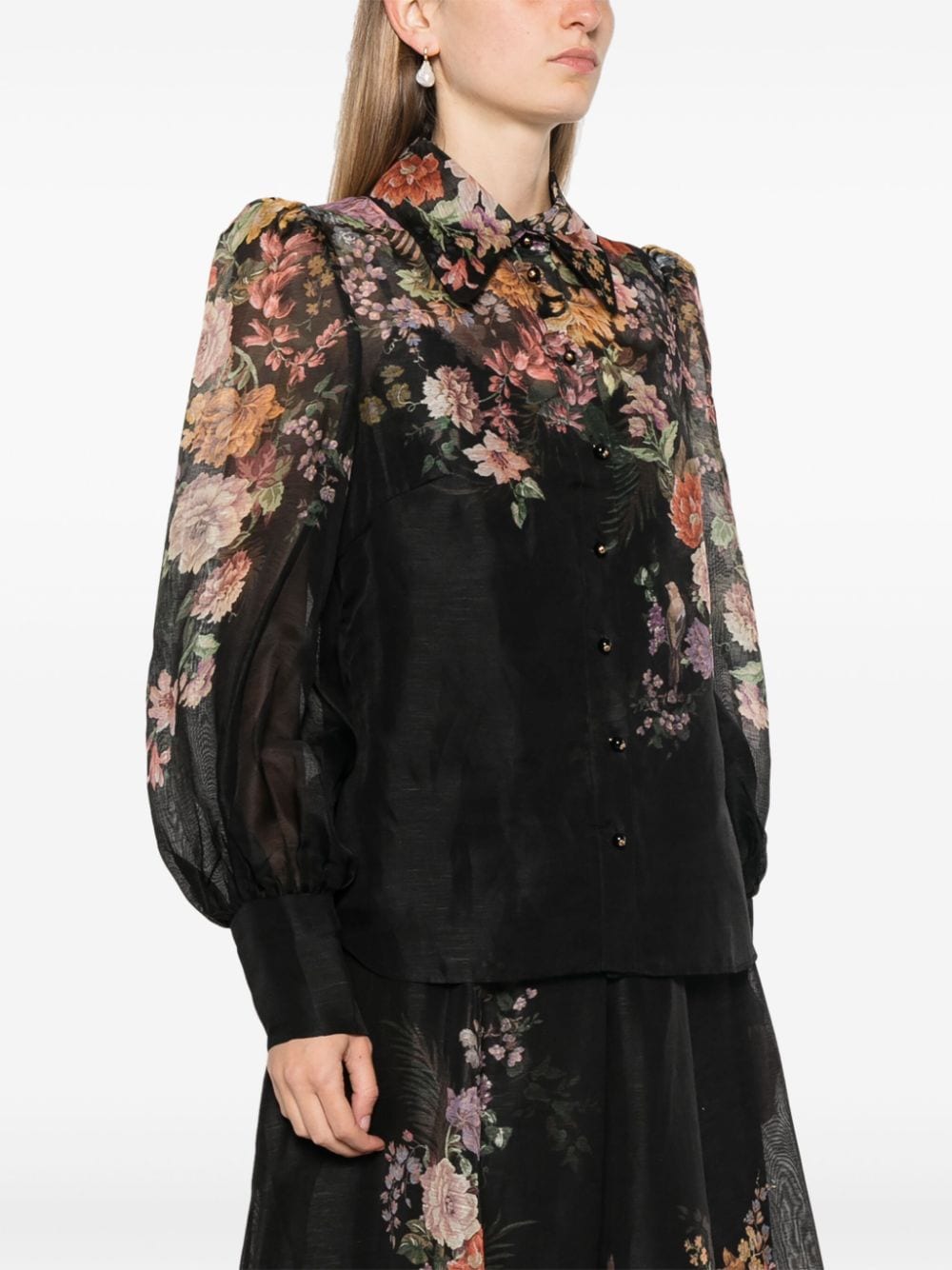 Zimmermann Black Linen-Silk Blend Organza Shirt image 4