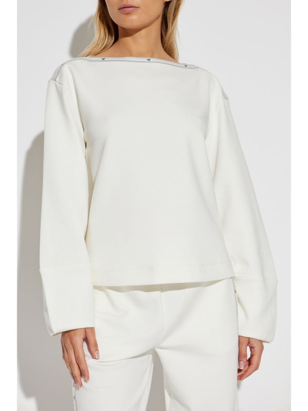 Emporio Armani White Oversized Logo Print Sweater image 4