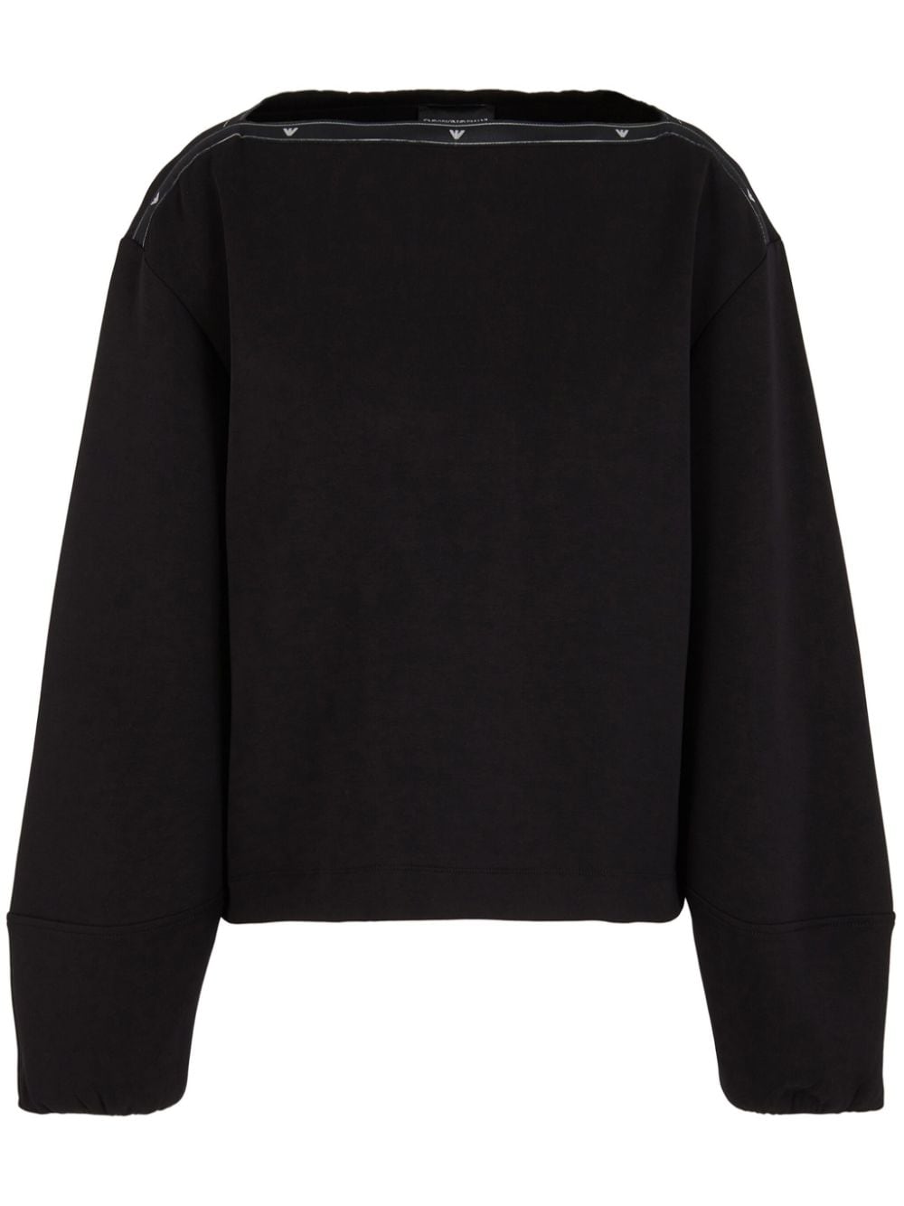 Emporio Armani Black Cotton Blend Logo Trim Sweater image 0