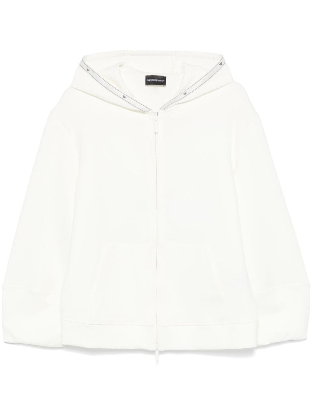 Emporio Armani White Scuba Jersey Zip-Up Hoodie image 0