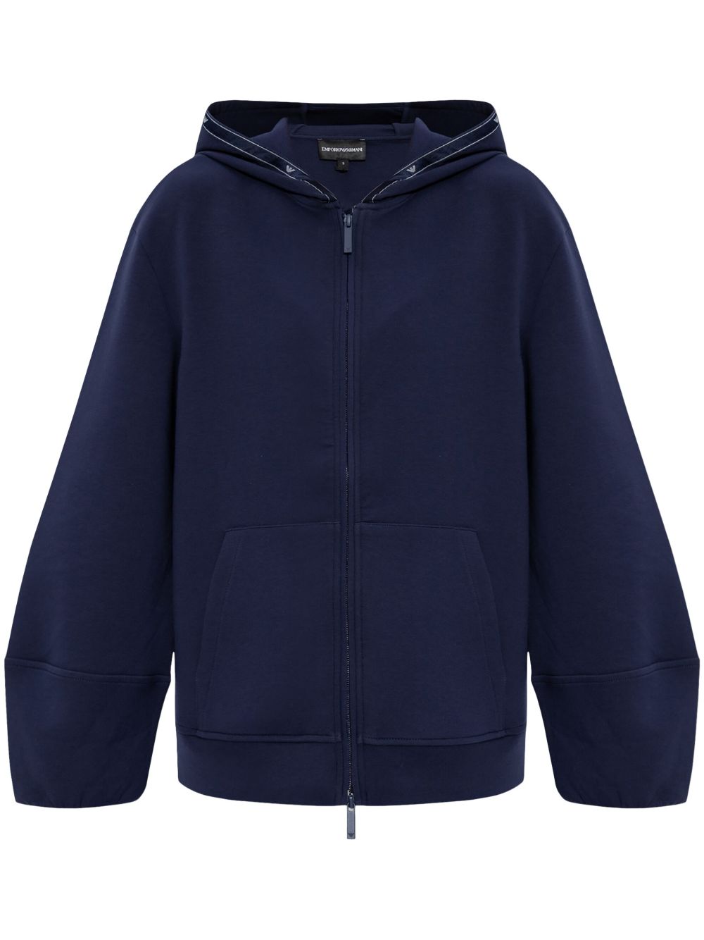 Emporio Armani Blue Cotton Blend Zip-Up Hoodie image 0