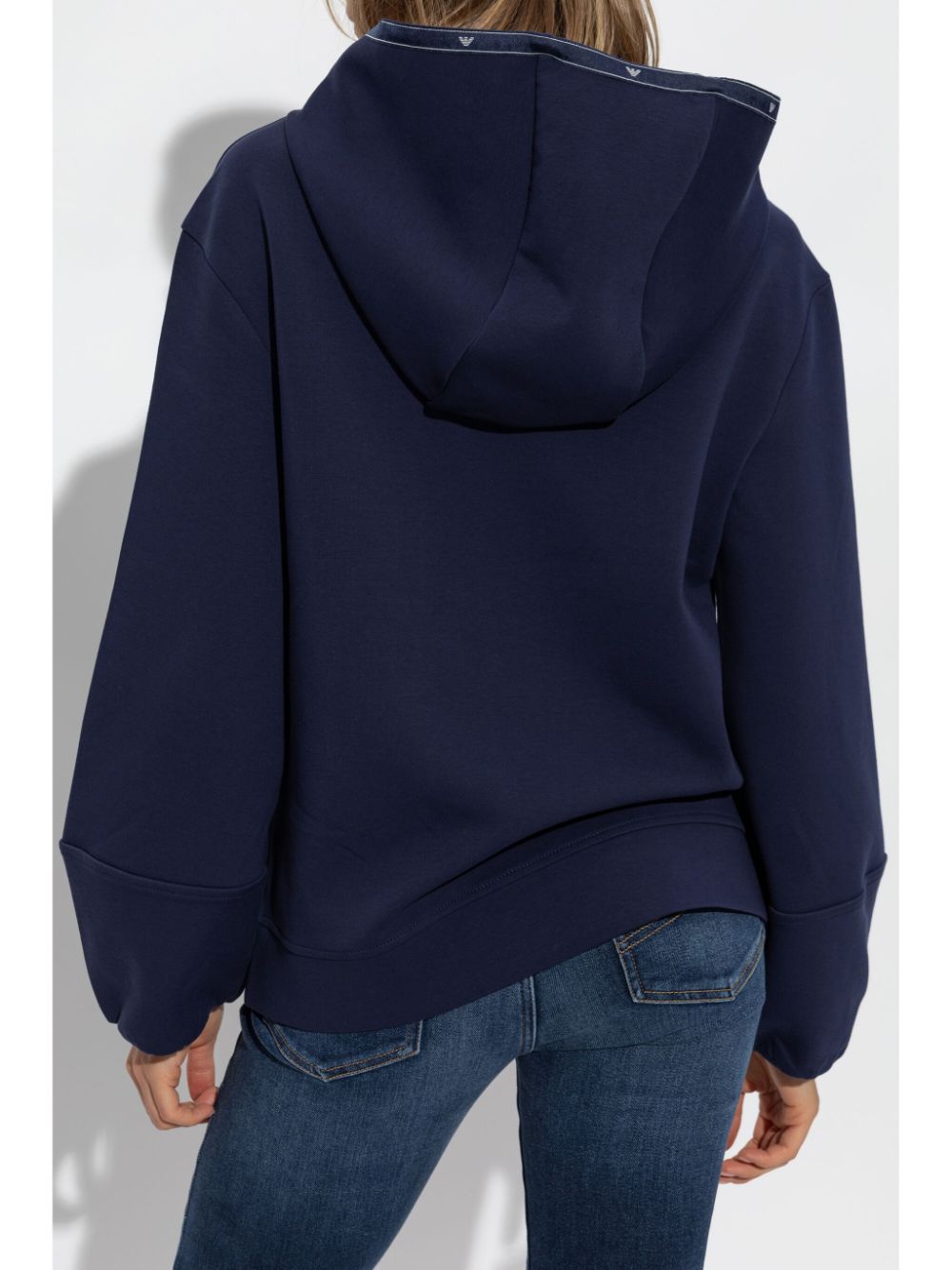 Emporio Armani Blue Cotton Blend Zip-Up Hoodie image 2