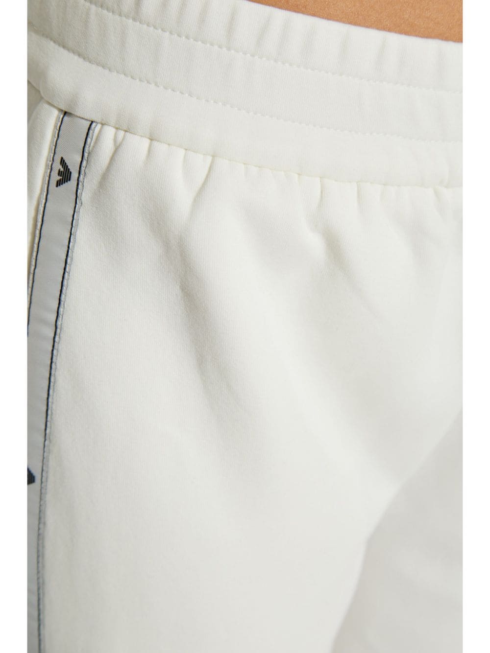 Emporio Armani White Tapered Leg Trousers with Logo Tape Detailing image 1