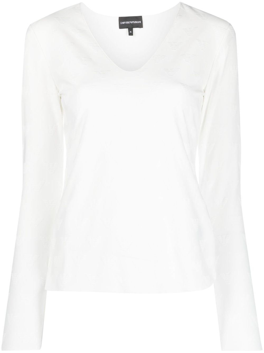 Emporio Armani White V-Neck Sweater with Heart Motif image 0