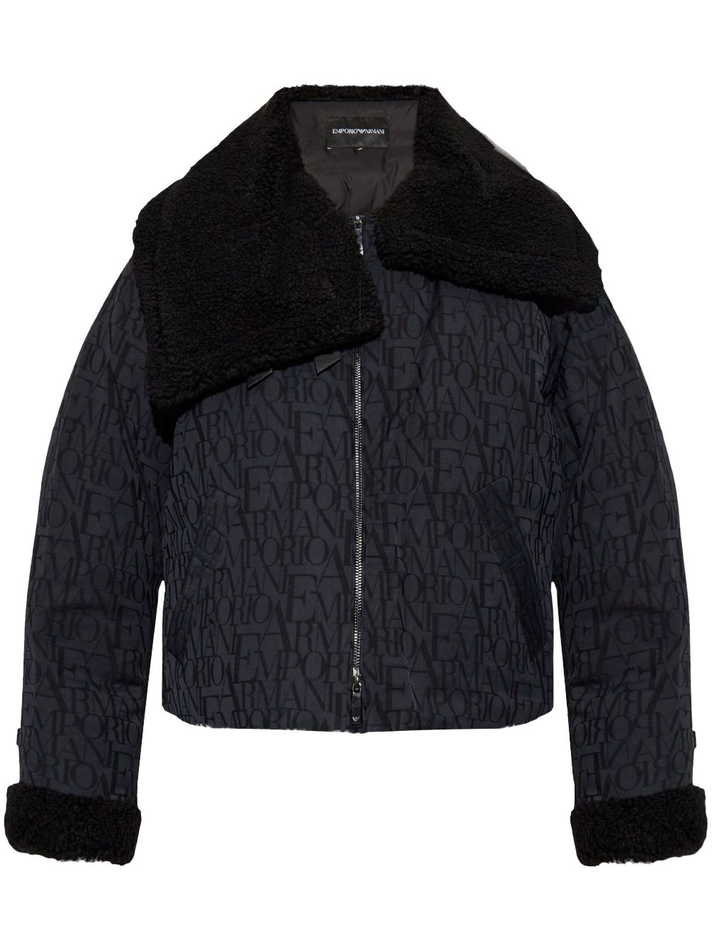 Emporio Armani Black Virgin Wool Jacket with Faux Fur Trim image 0