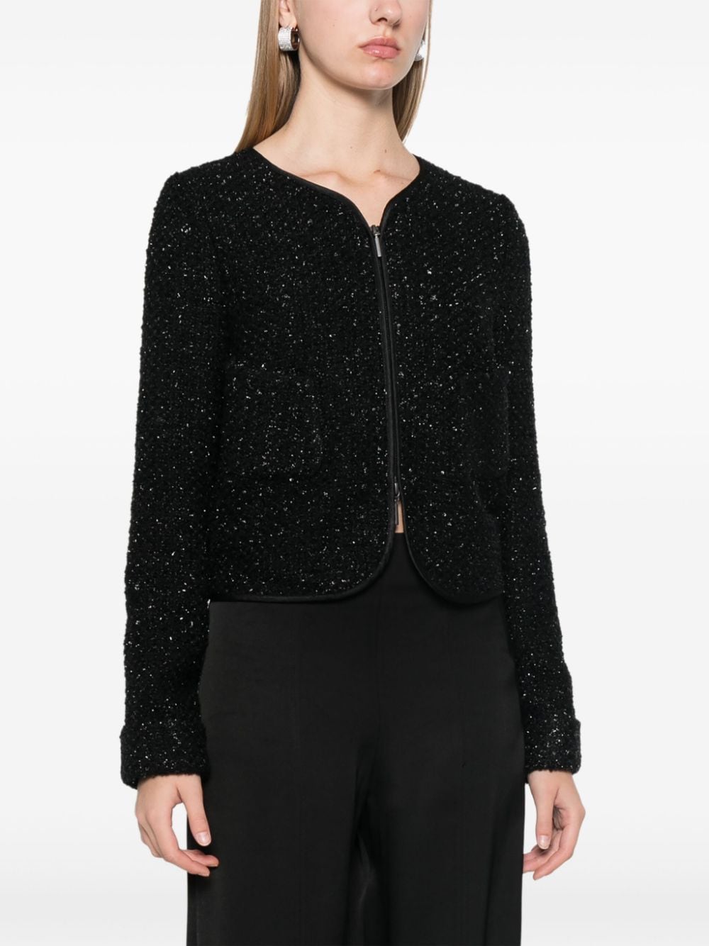 Emporio Armani Black Tweed Jacket with Sequins image 1