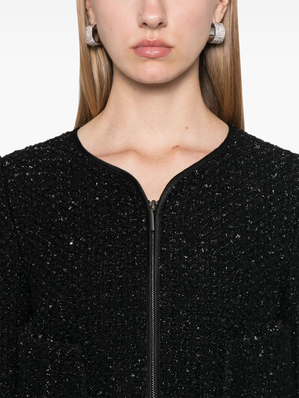 Emporio Armani Black Tweed Jacket with Sequins image 3