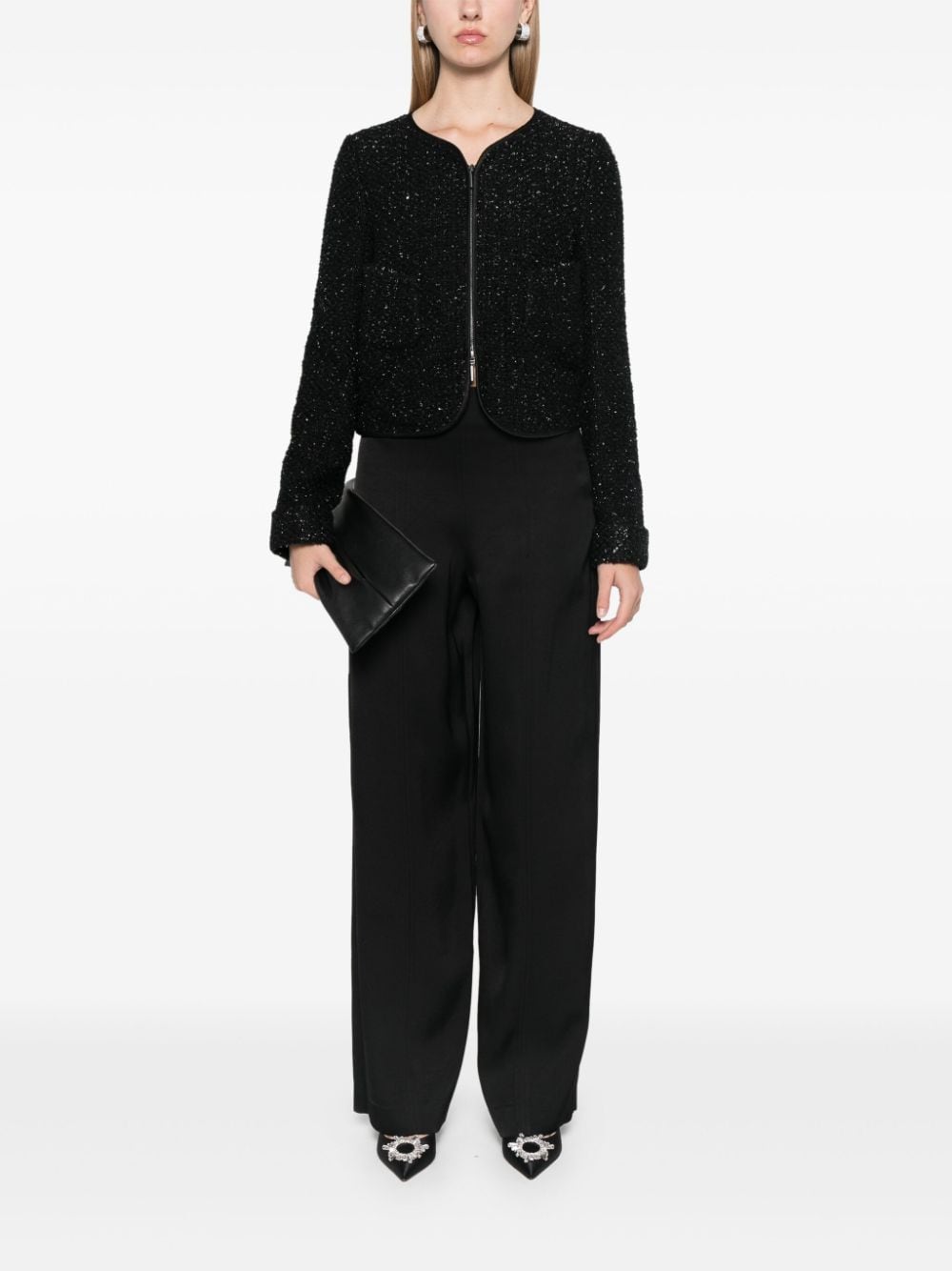 Emporio Armani Black Tweed Jacket with Sequins image 4