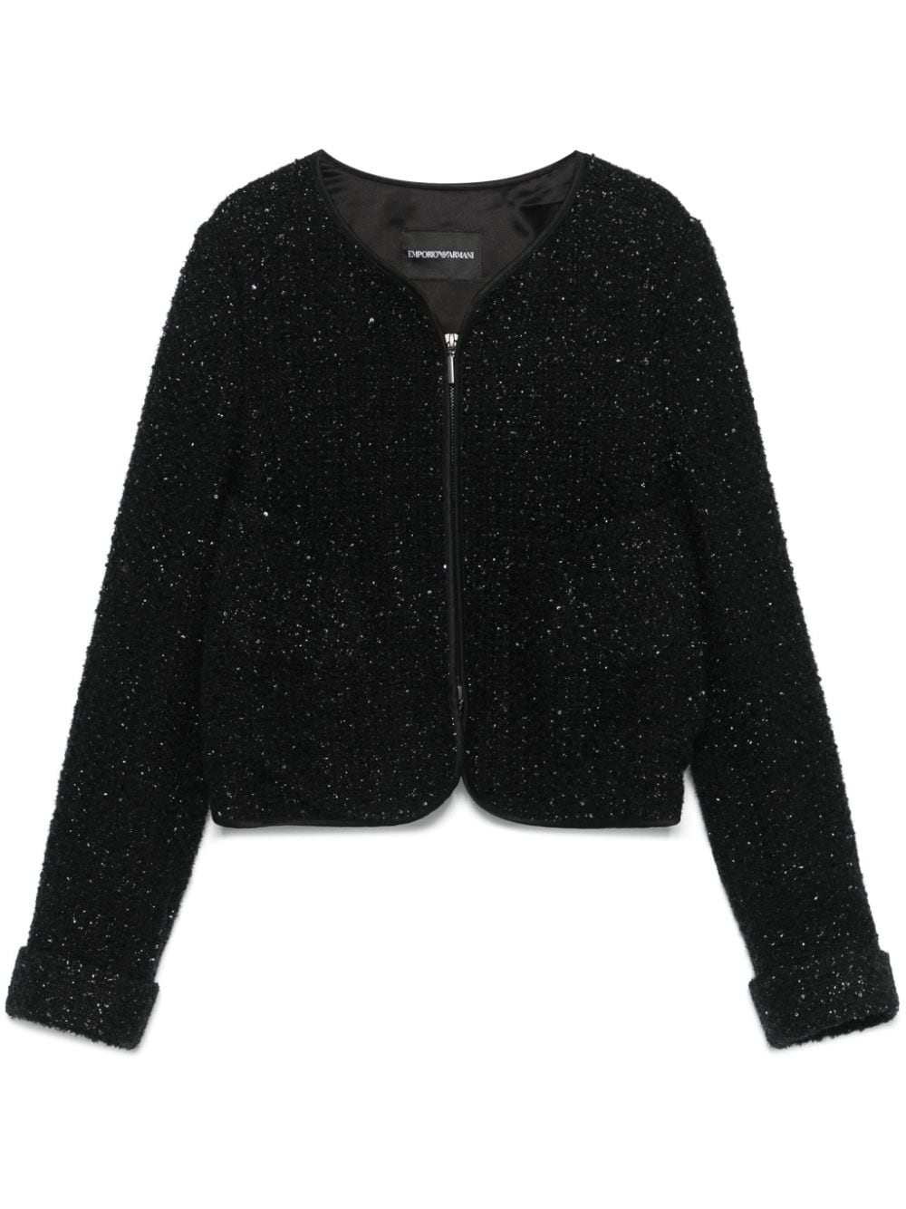 Emporio Armani Black Tweed Jacket with Sequins image 0